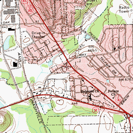 Topographic Map of Calhoun Crossing Shopping Center, GA
