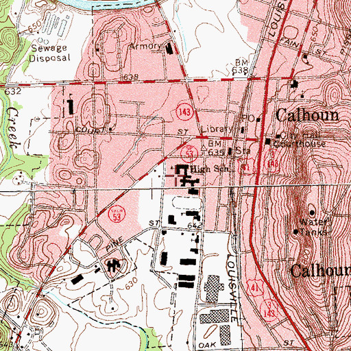 Topographic Map of Calhoun High School, GA