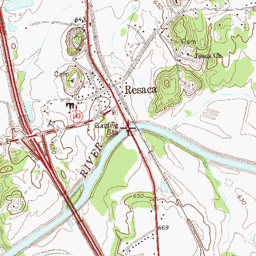 Topographic Map of Clem Holland Memorial Bridge, GA