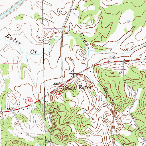 Topographic Map of Crane Eater Church, GA