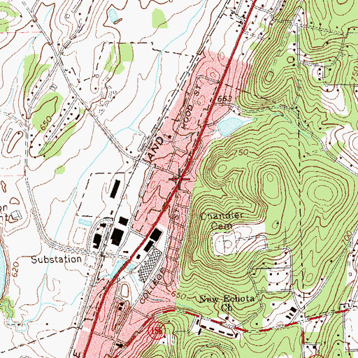 Topographic Map of Echota, GA