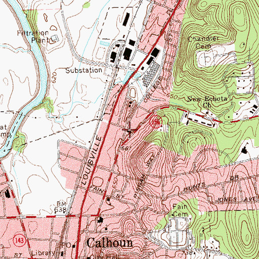 Topographic Map of Echota Baptist Church, GA