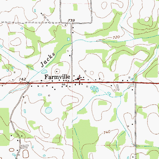 Topographic Map of Farmville Church, GA