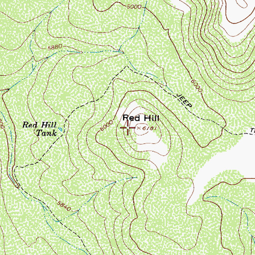Topographic Map of Red Hill, AZ