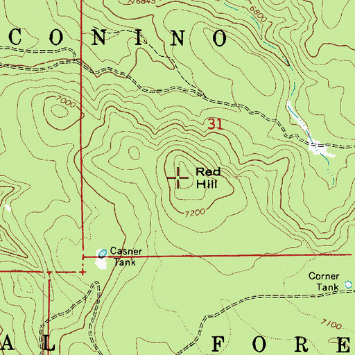 Topographic Map of Red Hill, AZ
