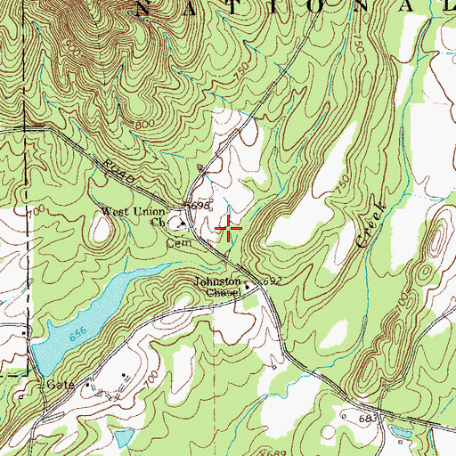 Topographic Map of Johnson Spring, GA