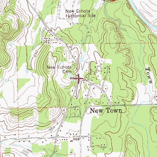 Topographic Map of New Town Church, GA
