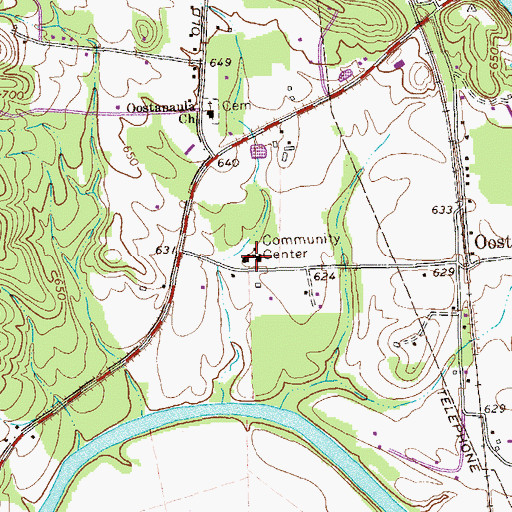 Topographic Map of Oostanaula School (historical), GA
