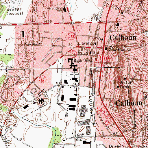 Topographic Map of Phil Reeves Stadium, GA