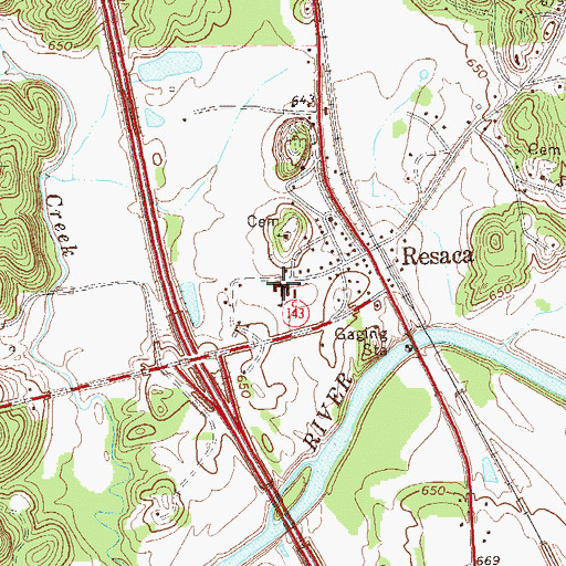 Topographic Map of Resaca School (historical), GA