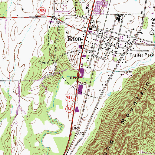 Topographic Map of B T Parks Memorial Bridge, GA