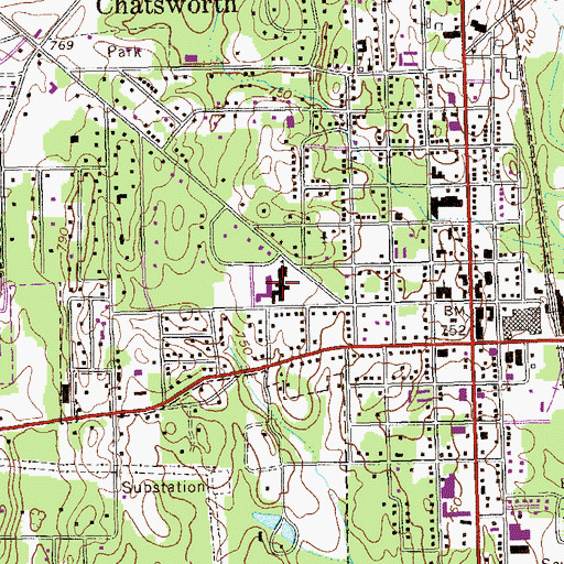 Topographic Map of Chatsworth Elementary School, GA