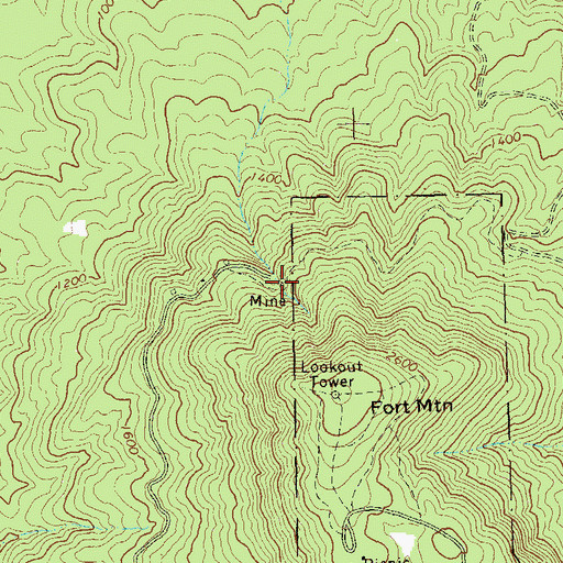 Topographic Map of Fort Mountain Mine, GA