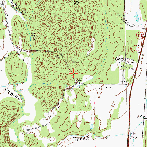 Topographic Map of Halls Chapel School (historical), GA