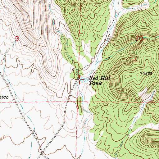 Topographic Map of Red Hill Tank, AZ