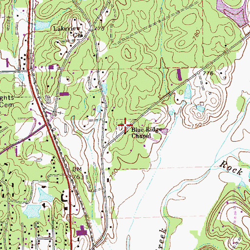 Topographic Map of Harrison Chapel Cemetery, GA