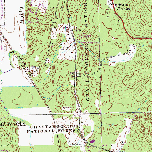 Topographic Map of Kingdom Hall Church, GA