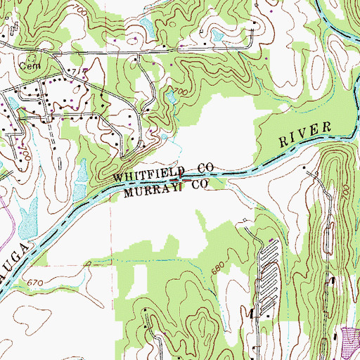 Topographic Map of Old Chattanooga Ford, GA