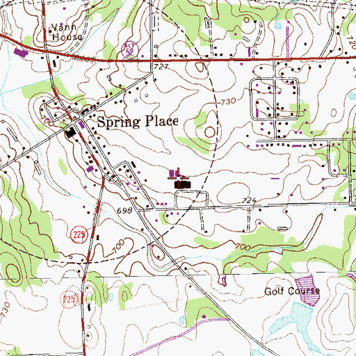 Topographic Map of Spring Place Elementary School, GA