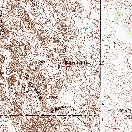 Topographic Map of Red Hills, AZ