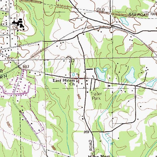 Topographic Map of East Hiram Church, GA