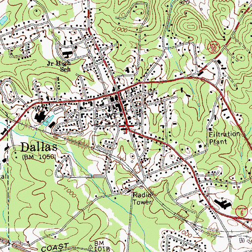 Topographic Map of First Baptist Church of Dallas, GA