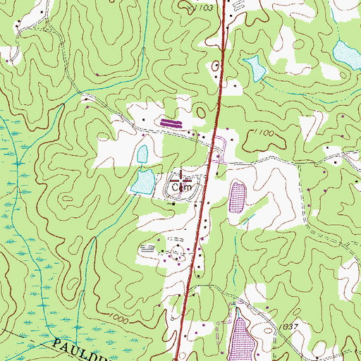 Topographic Map of Melrose Cemetery, GA