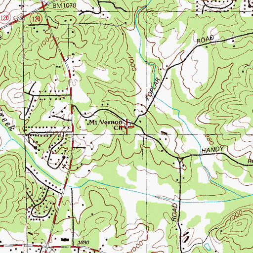 Topographic Map of Mount Vernon Church, GA