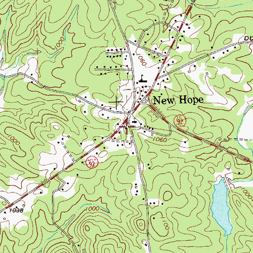 Topographic Map of New Hope Church, GA