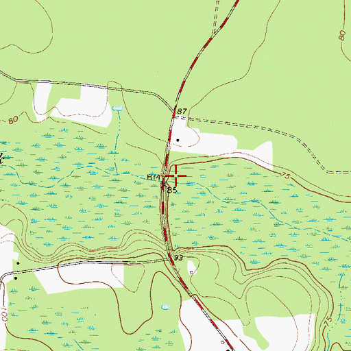 Topographic Map of Birds Bridge, GA