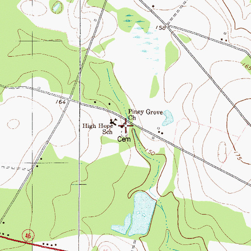 Topographic Map of De Loach School (historical), GA