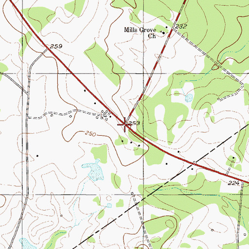 Topographic Map of Mills Store (historical), GA