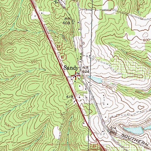 Topographic Map of Sandy Creek Church, GA