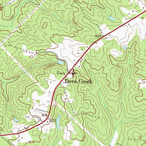 Topographic Map of Dove Creek Church, GA