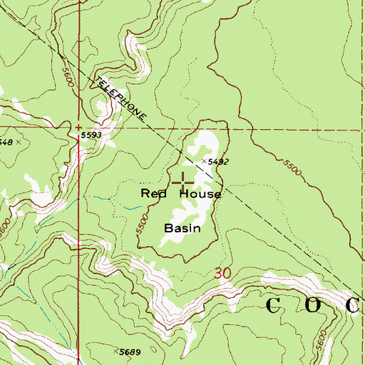 Topographic Map of Red House Basin, AZ