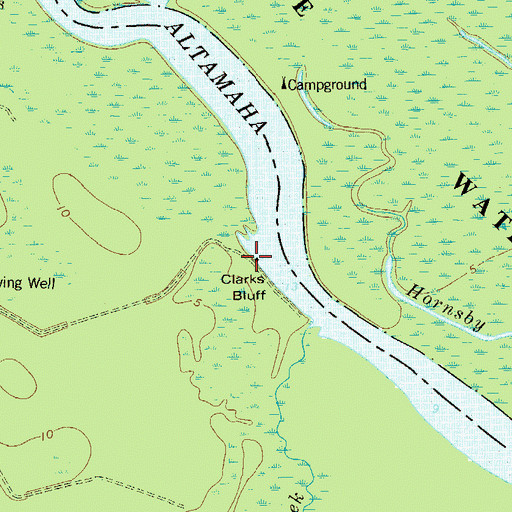 Topographic Map of Clarks Bluff Landing, GA