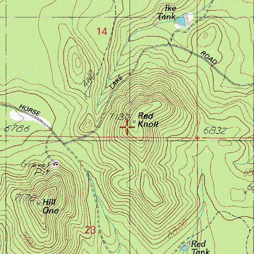 Topographic Map of Red Knoll, AZ