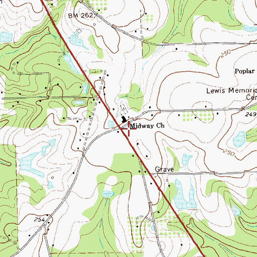 Topographic Map of Midway School (historical), GA
