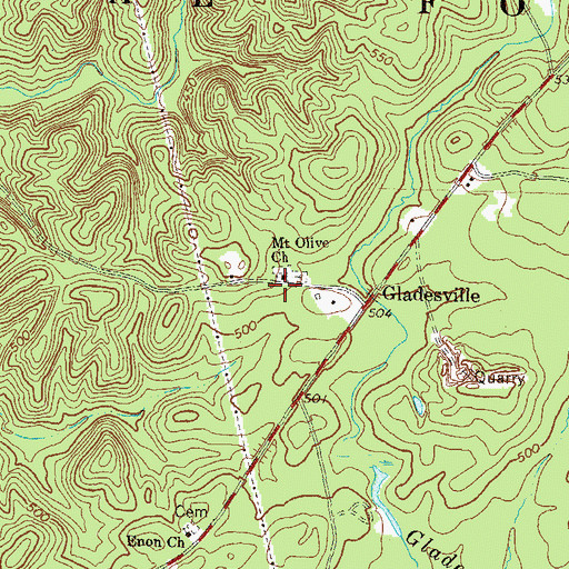 Topographic Map of Mount Olive School (historical), GA