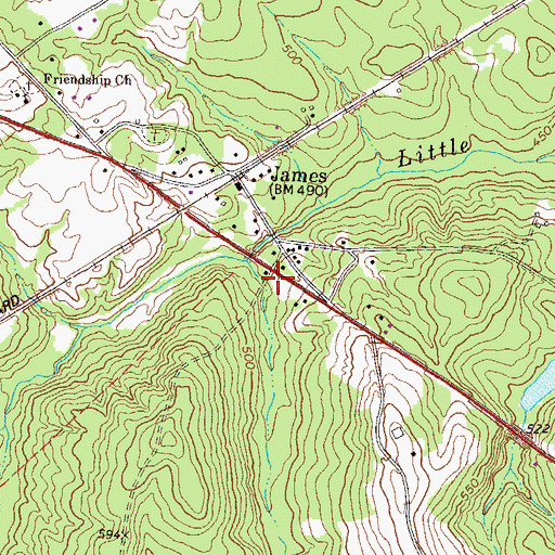 Topographic Map of James School (historical), GA