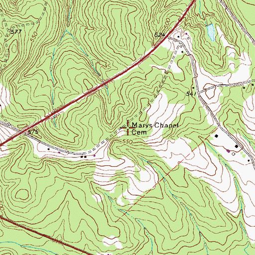 Topographic Map of Marys Chapel (historical), GA