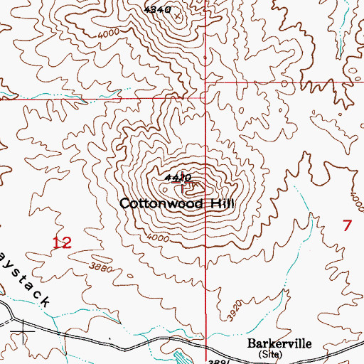 Topographic Map of Cottonwood Hill, AZ