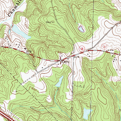 Topographic Map of Chambliss Cemetery, GA