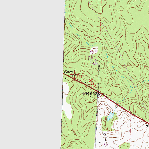 Topographic Map of Marshall Cemetery, GA