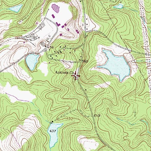 Topographic Map of Antioch School (historical), GA