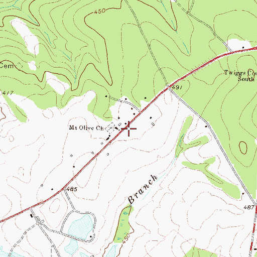 Topographic Map of Mount Olive, GA