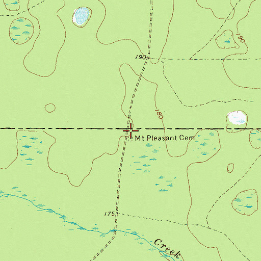 Topographic Map of Mount Pleasant Church (historical), GA