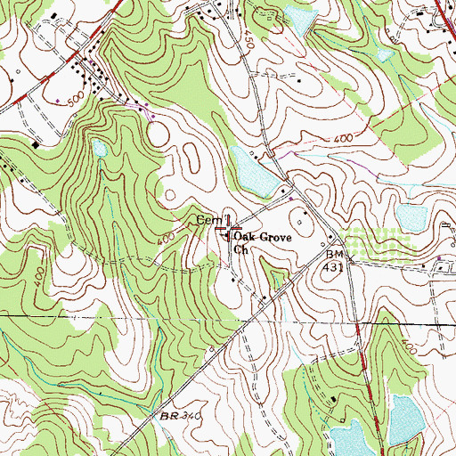 Topographic Map of Oak Grove Methodist Church, GA