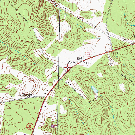 Topographic Map of Sandtown Church, GA
