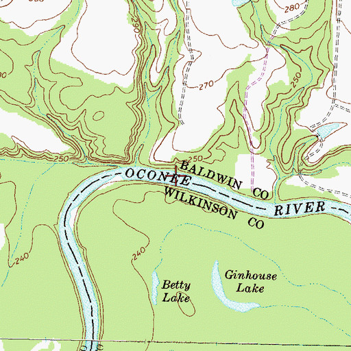 Topographic Map of Tucker Ferry (historical), GA